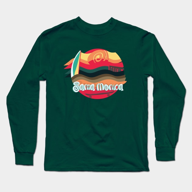 Santa Monica surf and skate paradise Long Sleeve T-Shirt by ArteriaMix